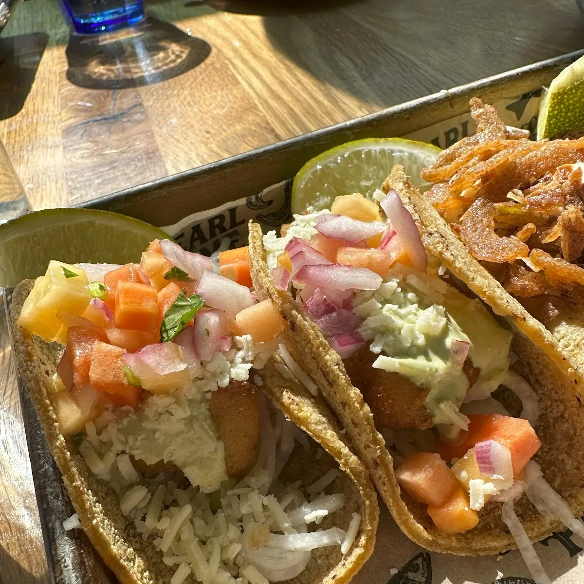 Fish and Crispy Pork Belly Tacos