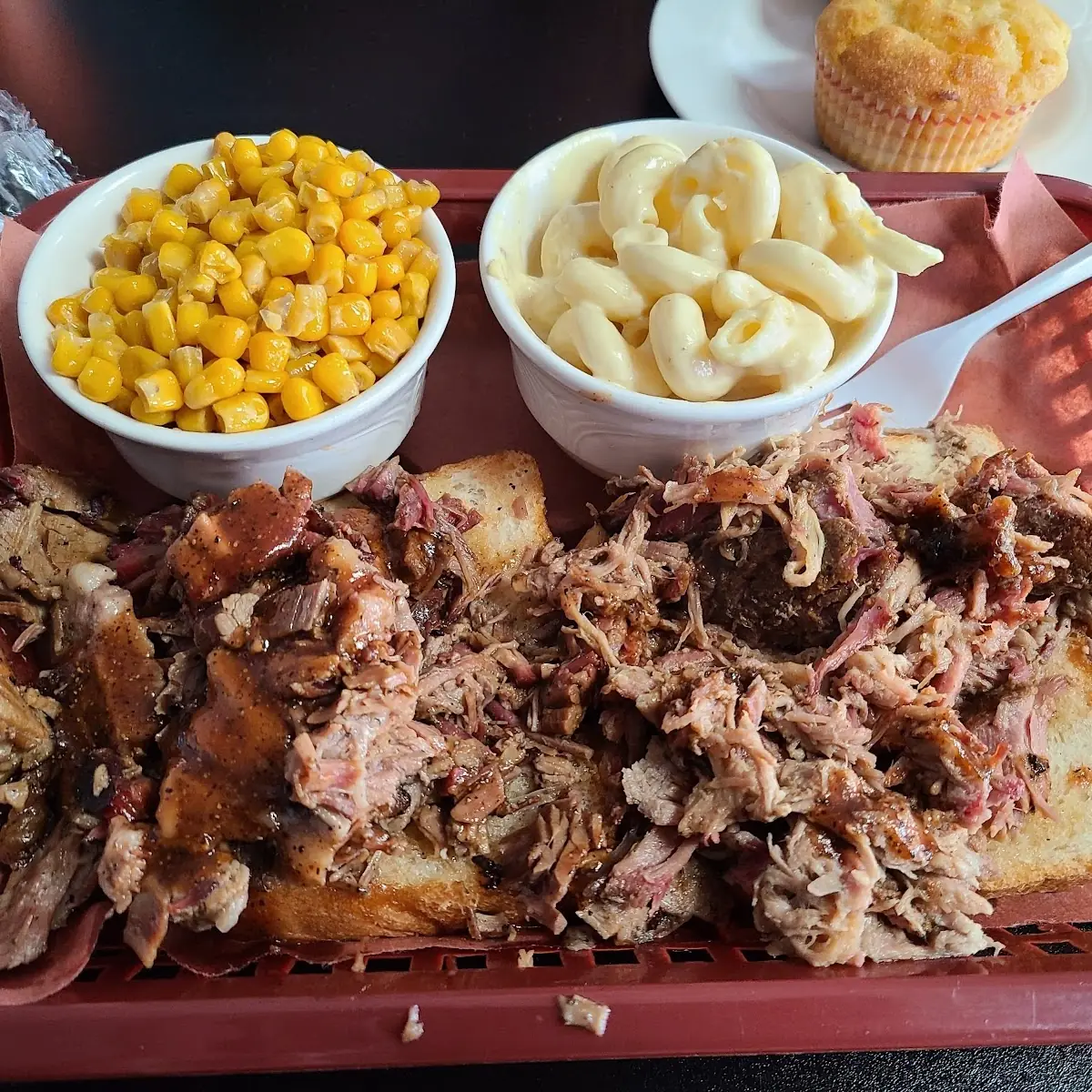2 Meat Combo with Brisket & Pork Mac and Cheese and Corn