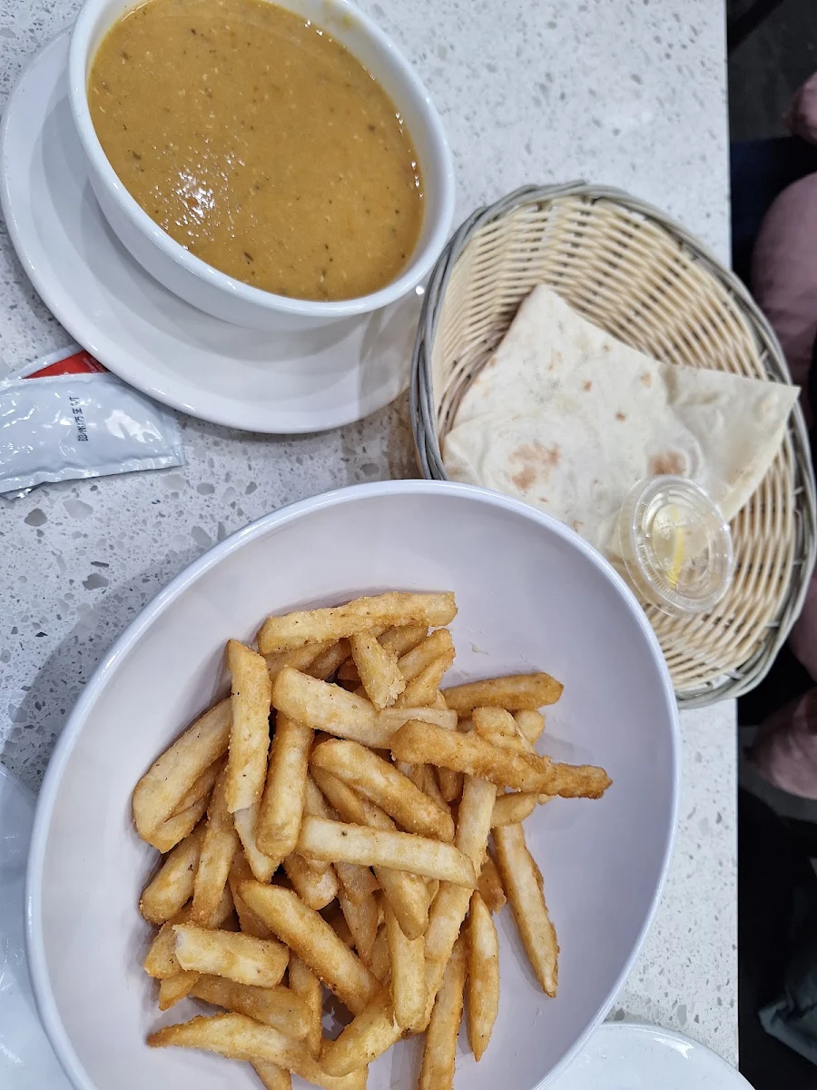 Fries and Lentil Soup