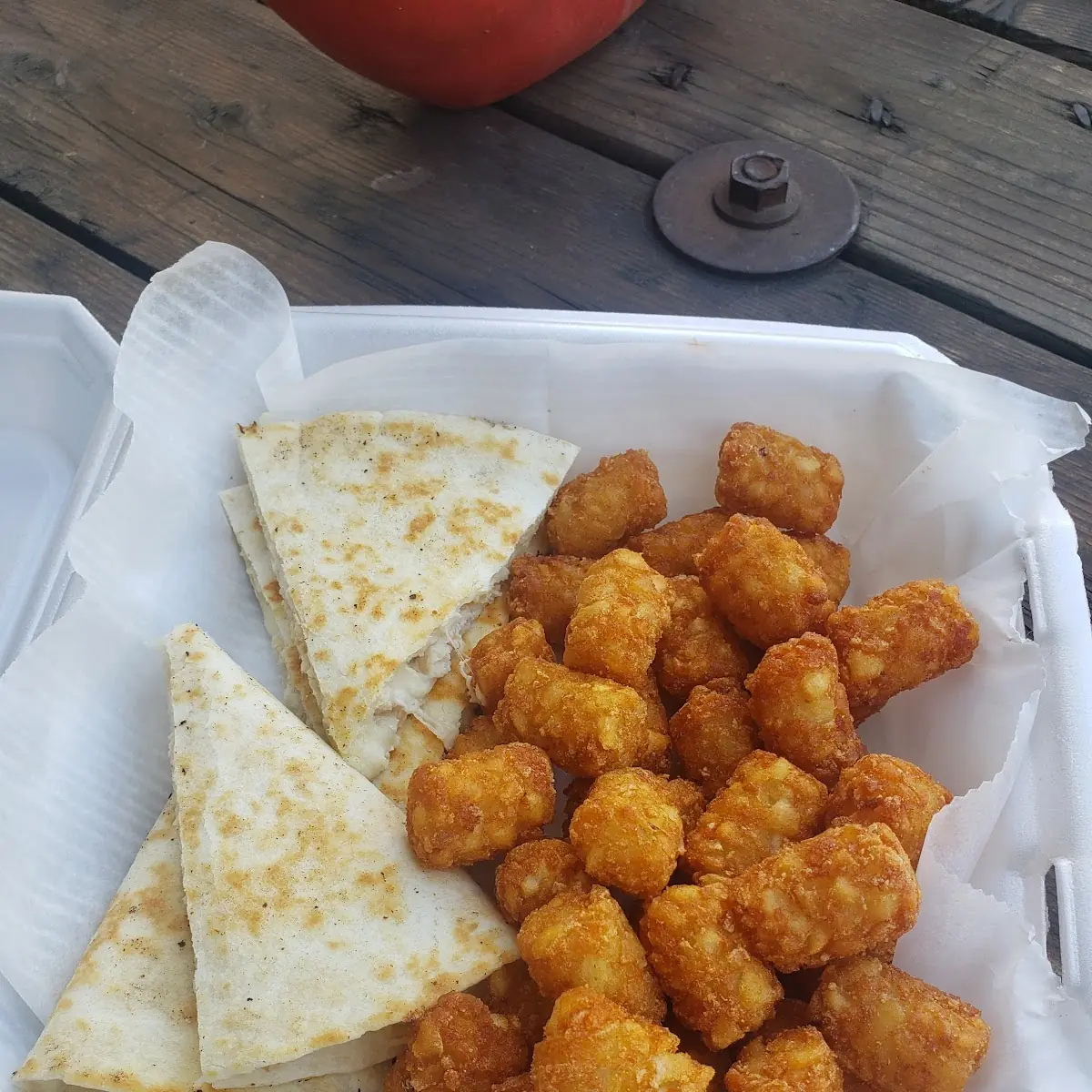 Chicken Quesadilla w Tots