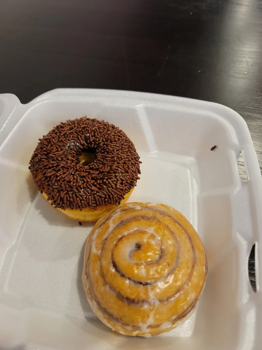 Chocolate Sprinkles Doughnut and Cinnamon Bun