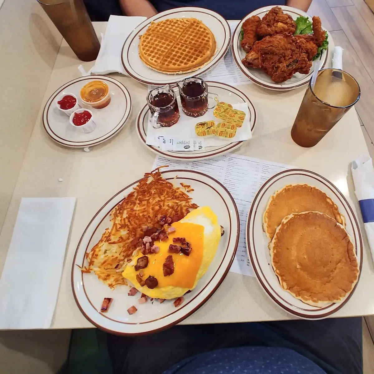 Meat Lover Omelette and Fried Chicken