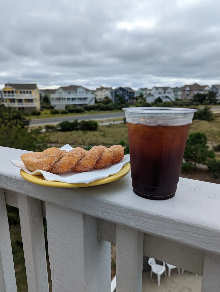 Cinnamon Twist and Iced Coffee