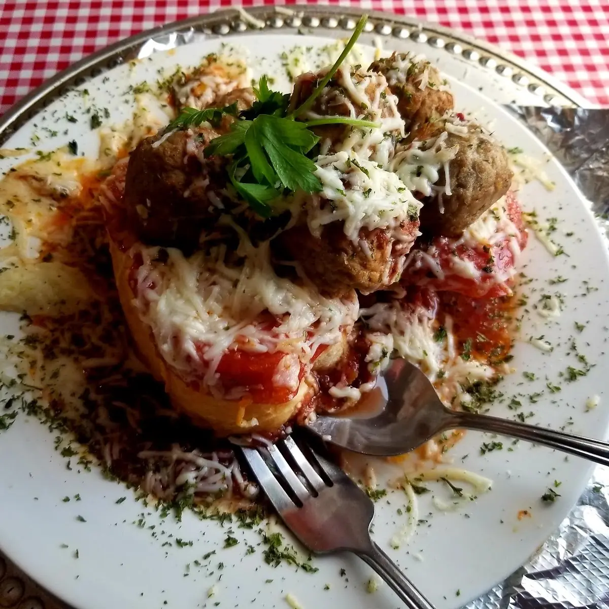 Open Faced Meatball Sandwich