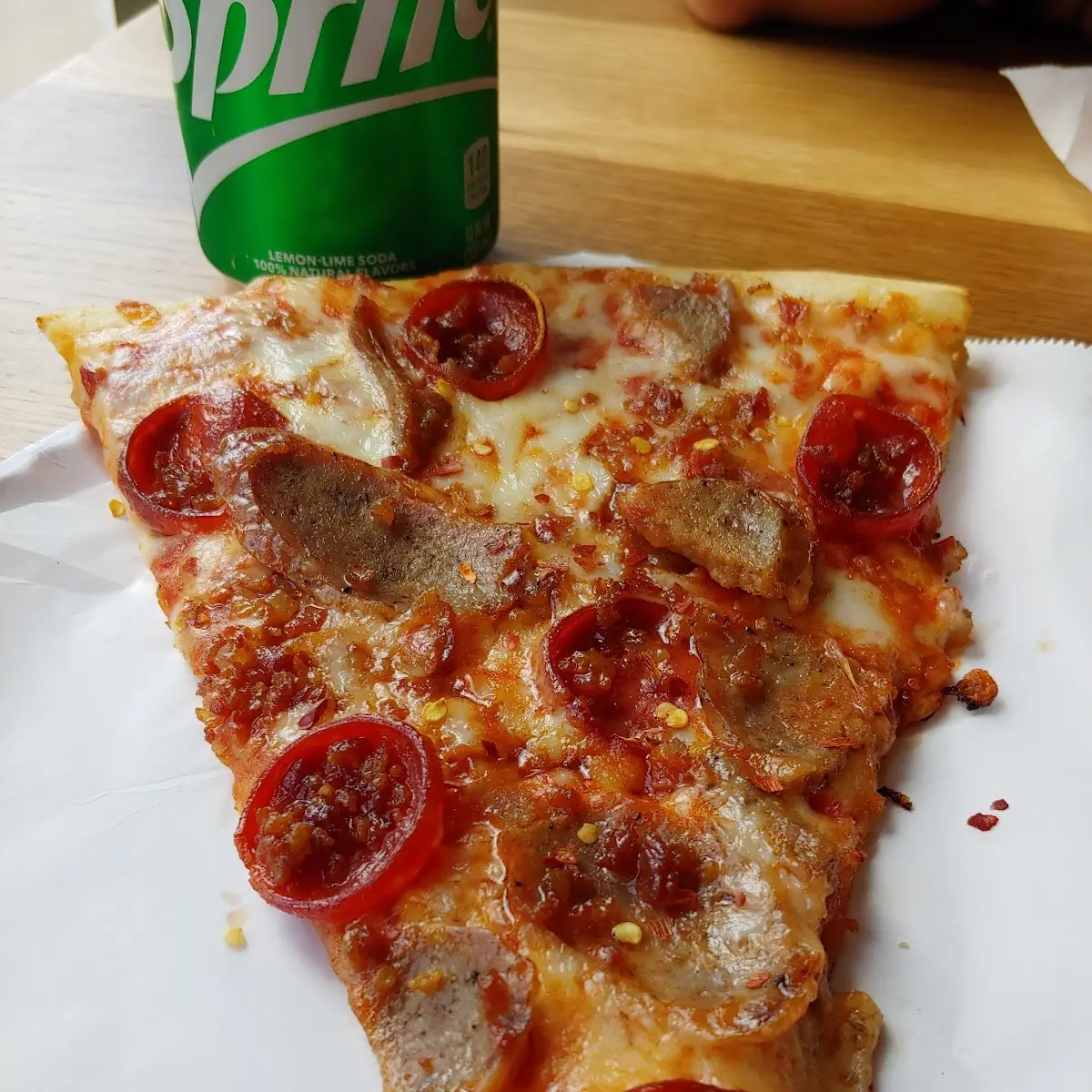 Pepperoni Bacon and Sausage Pizza
