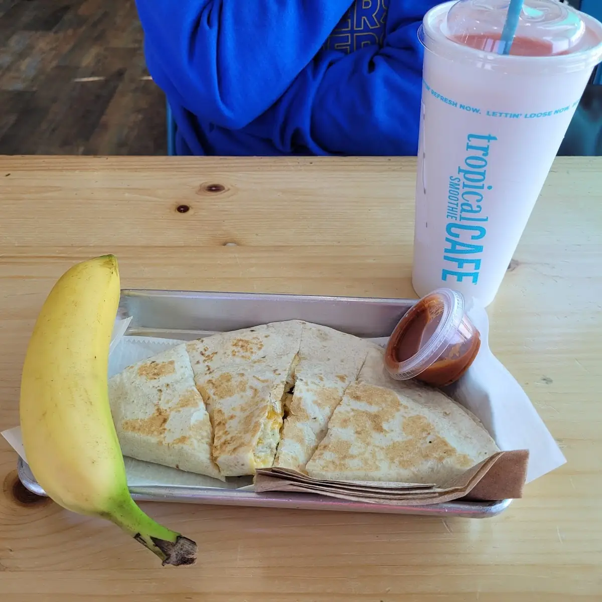 Chicken Quesadilla with Fresh Banana