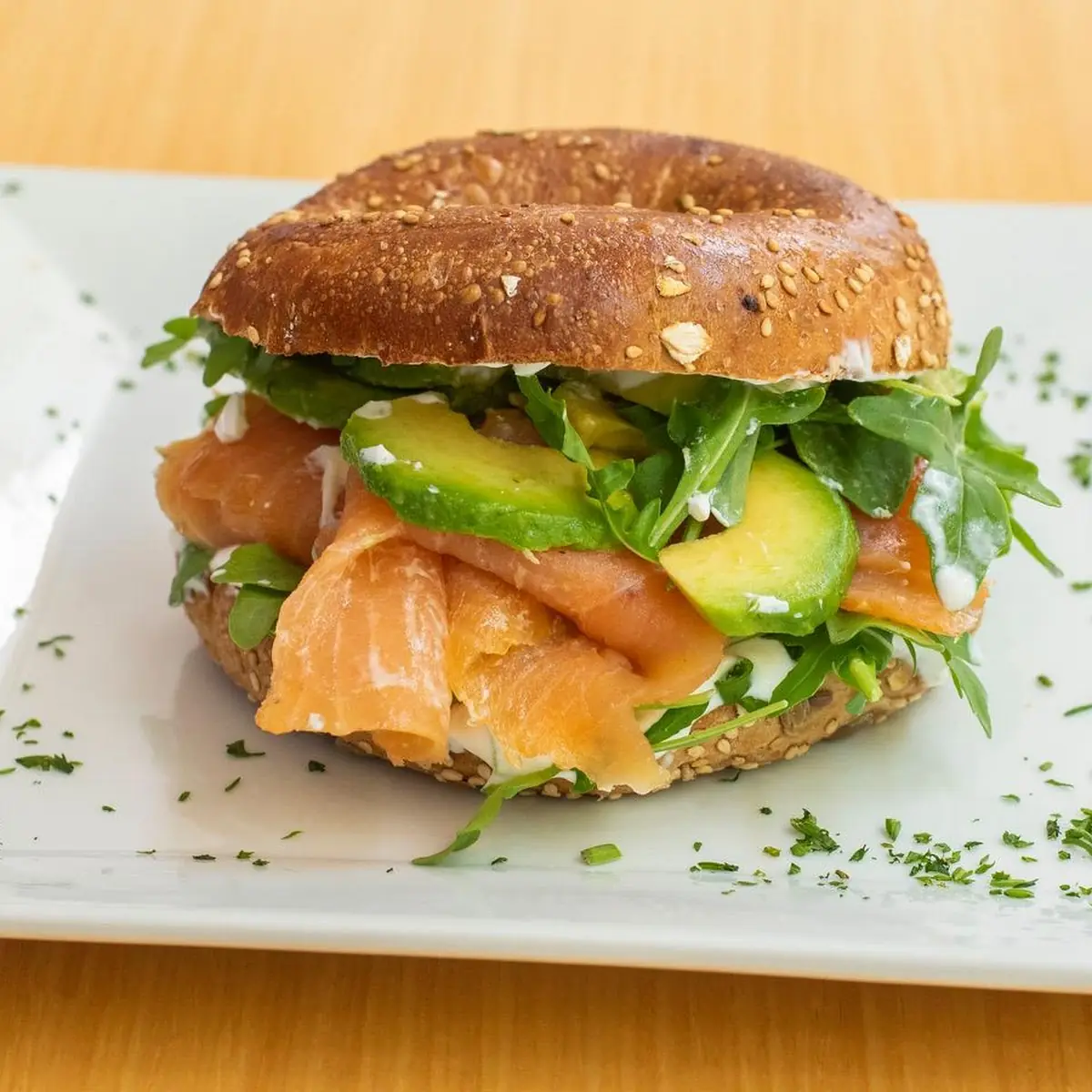 Smoked Salmon Avocado Bagel