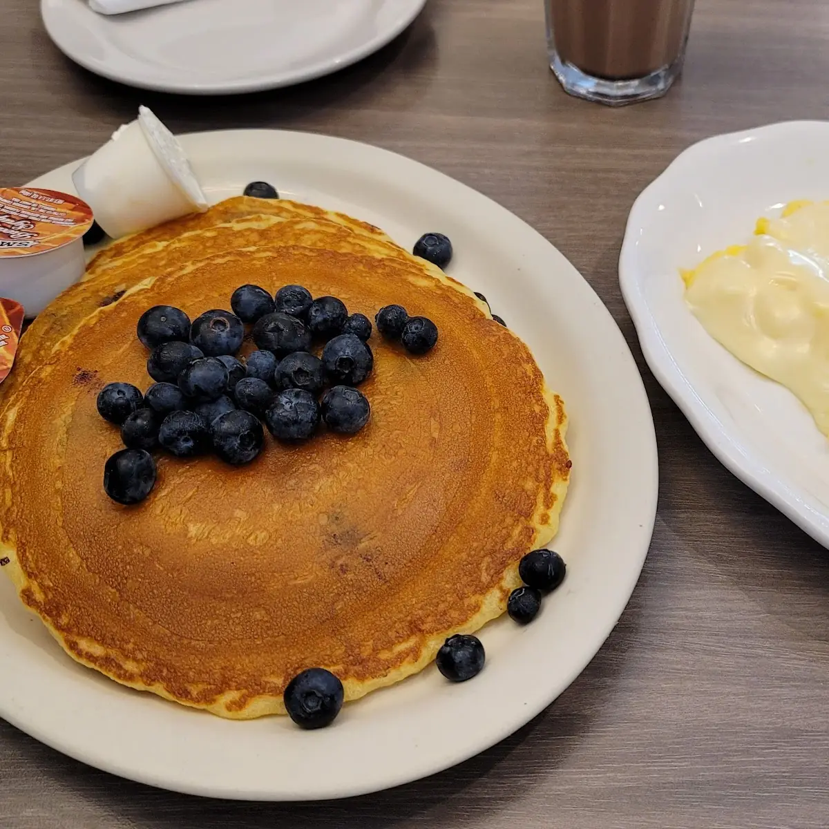 Blueberry Hot Cakes with Eggs
