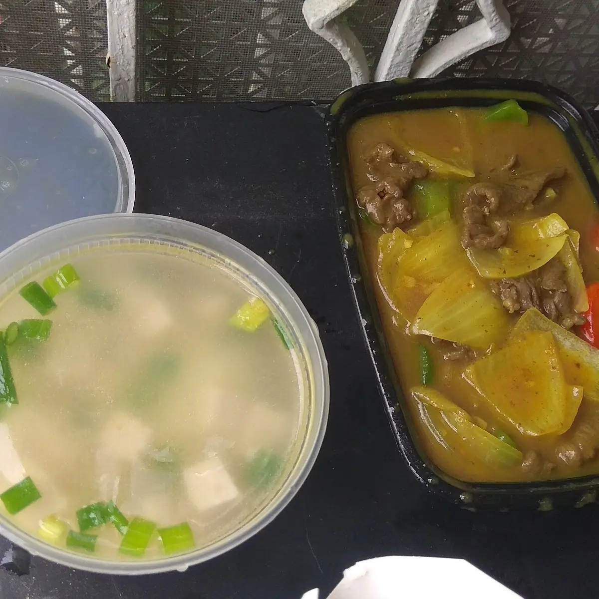 Chicken Rise Soup and Beef Curry