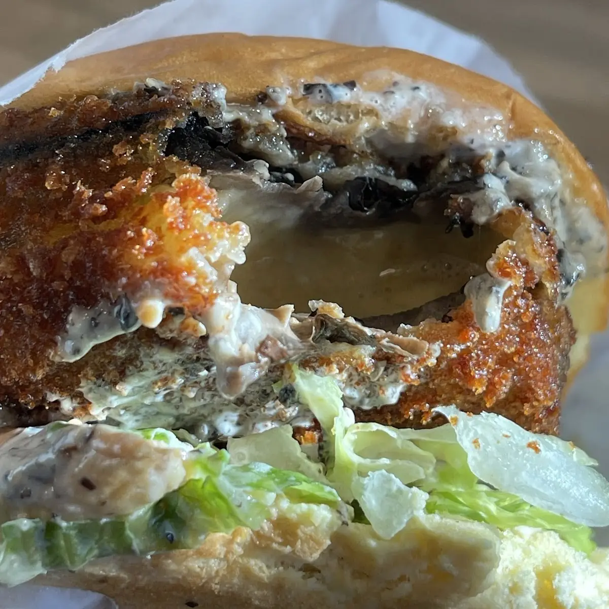 Truffle Mushroom Burger Inside
