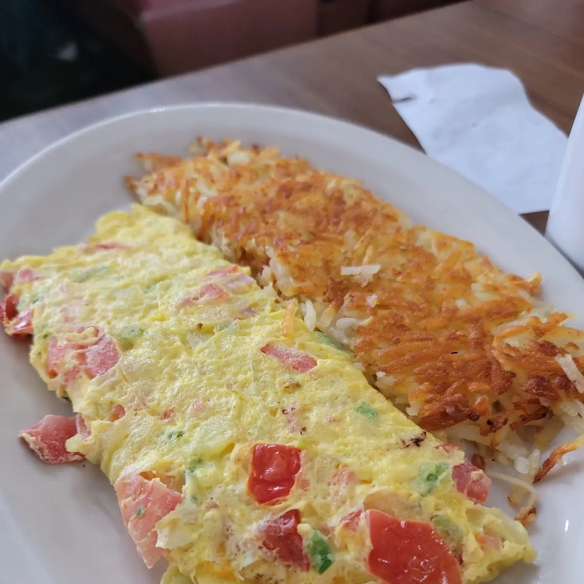 Omelette and Hash Browns