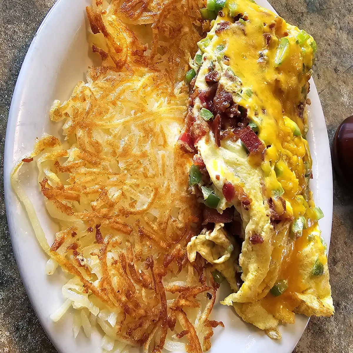 Bacon Green Pepper and Cheese Omelette