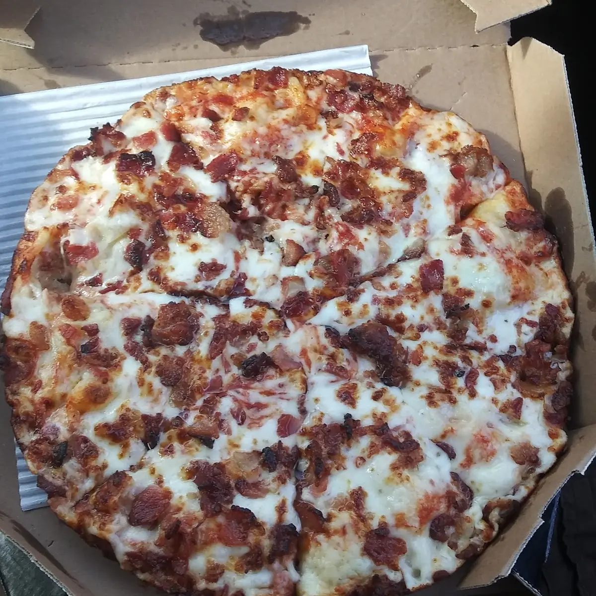 Pan Pizza with Extra Bacon and Extra Cheese Pizza