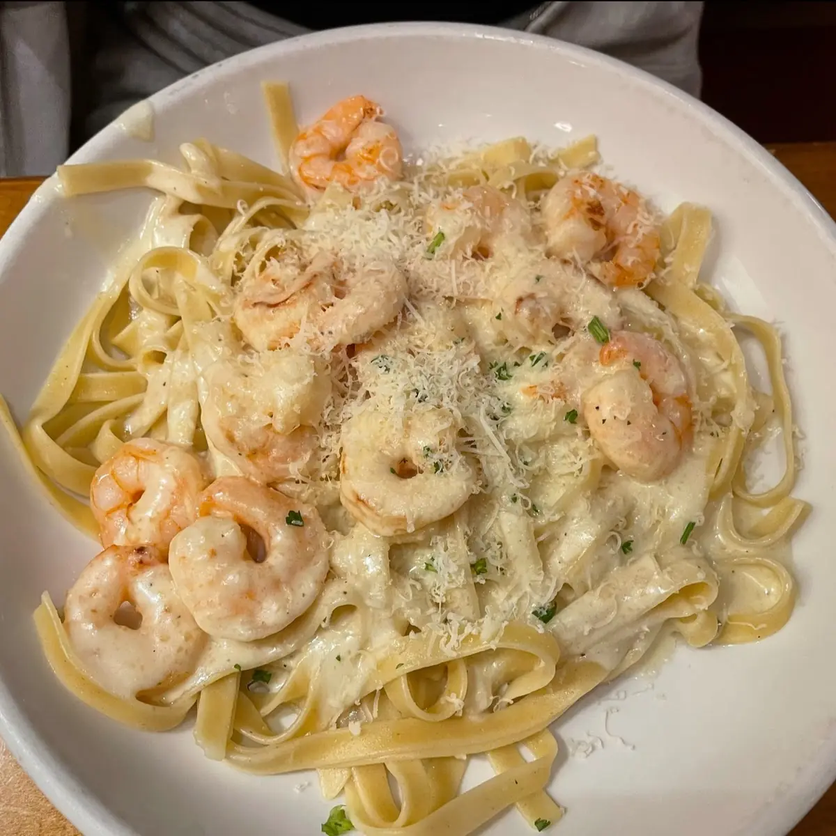 Fettuccine Alfredo with Shrimp Alfredo