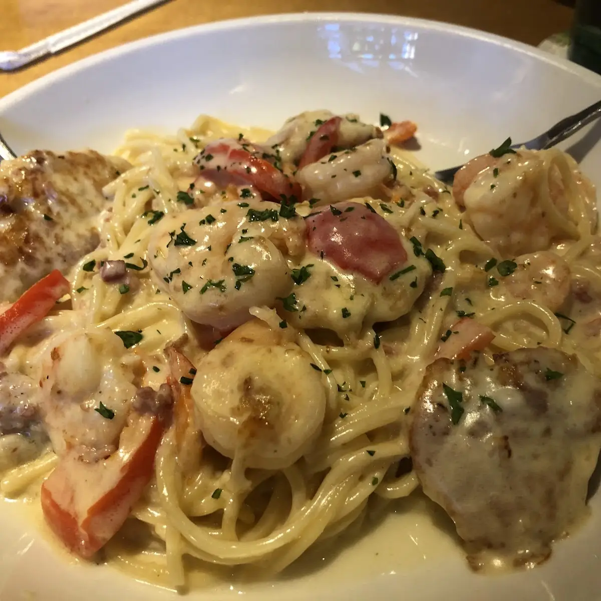 Shrimp and Chicken Carbonara