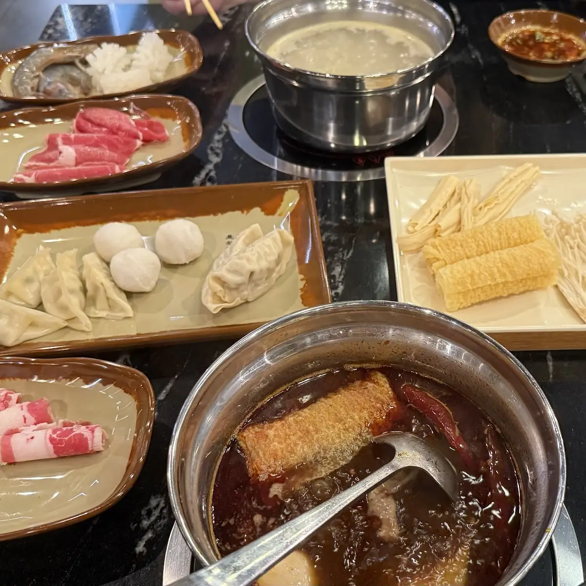 Hot Pot with Sliced Meats and Vegetables