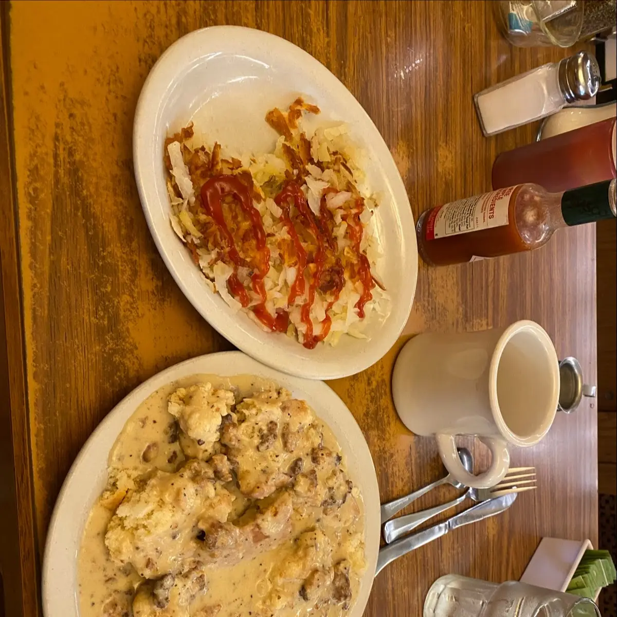 Biscuits and Gravy with Hash Browns