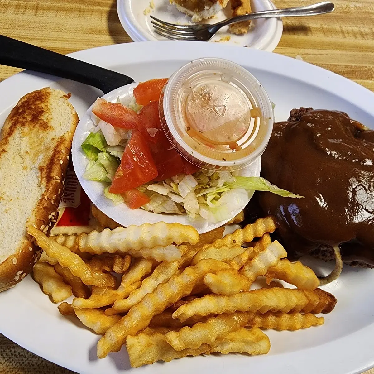 Hamburger Steak Fries Side Salad