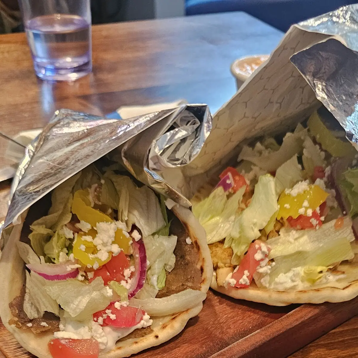 Chicken Gyro and a Lamb Gyro