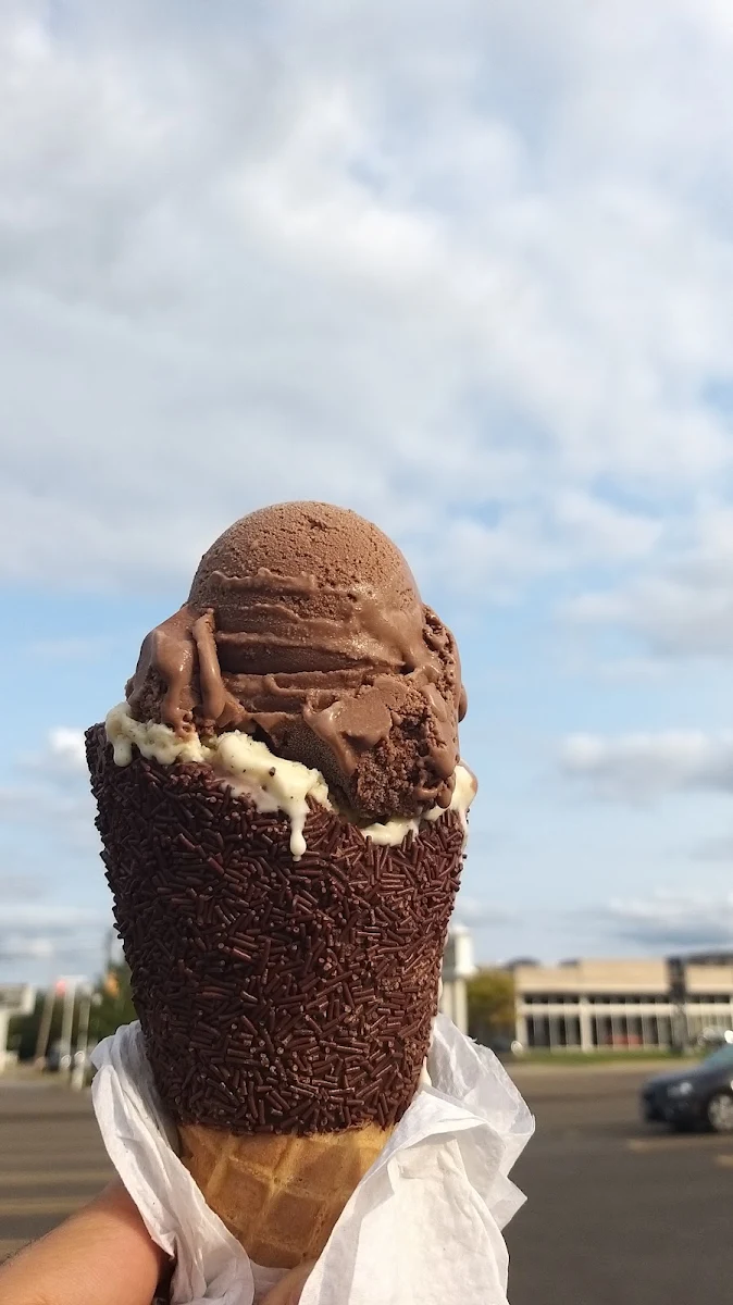 Chocolate and Vanilla Ice Cream Cone