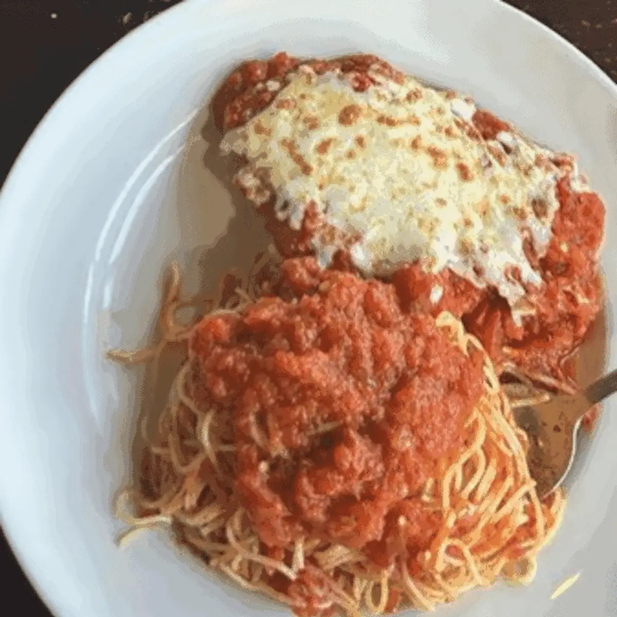 Eggplant Parmigiana with Spaghetti
