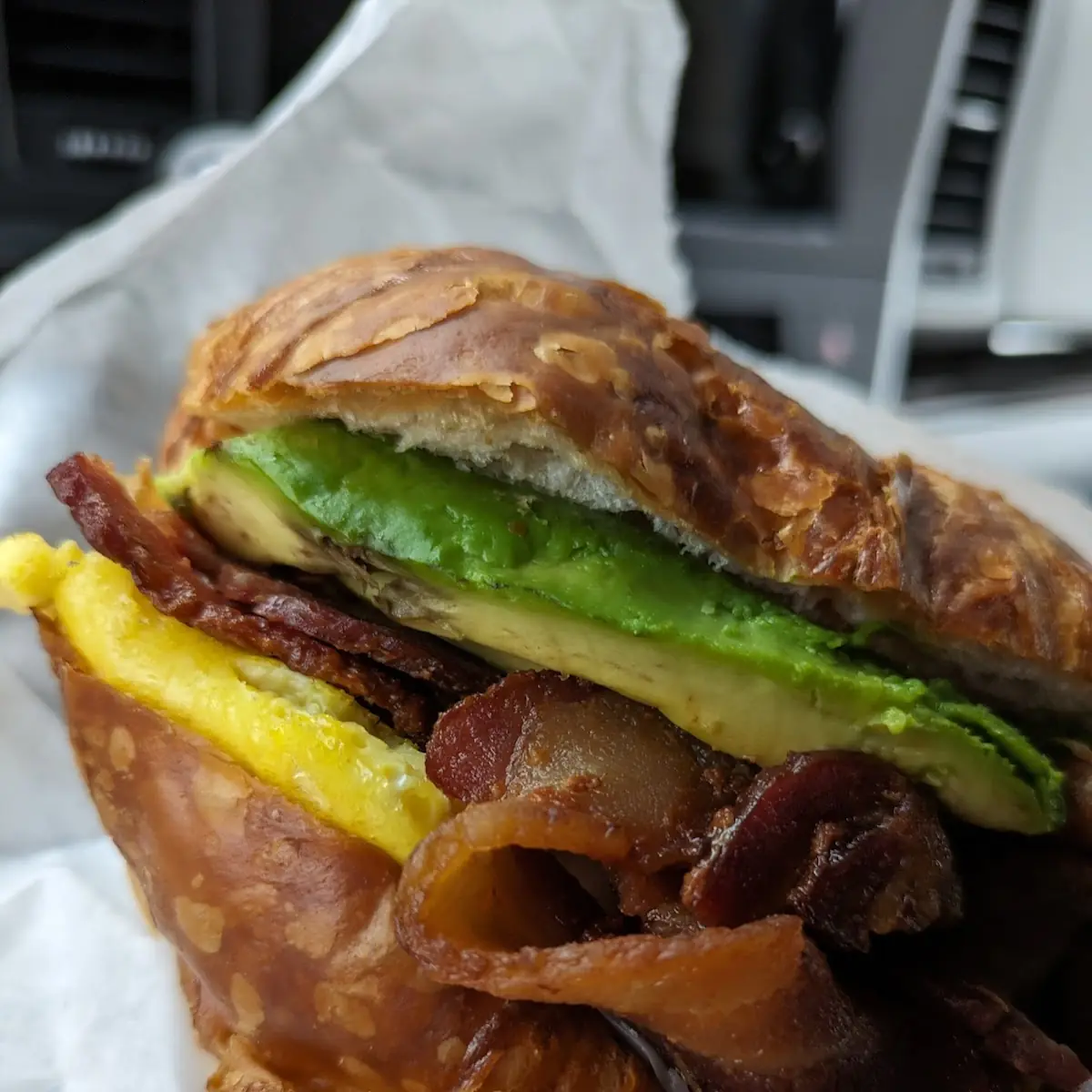 Bacon Egg Avocado Croissant