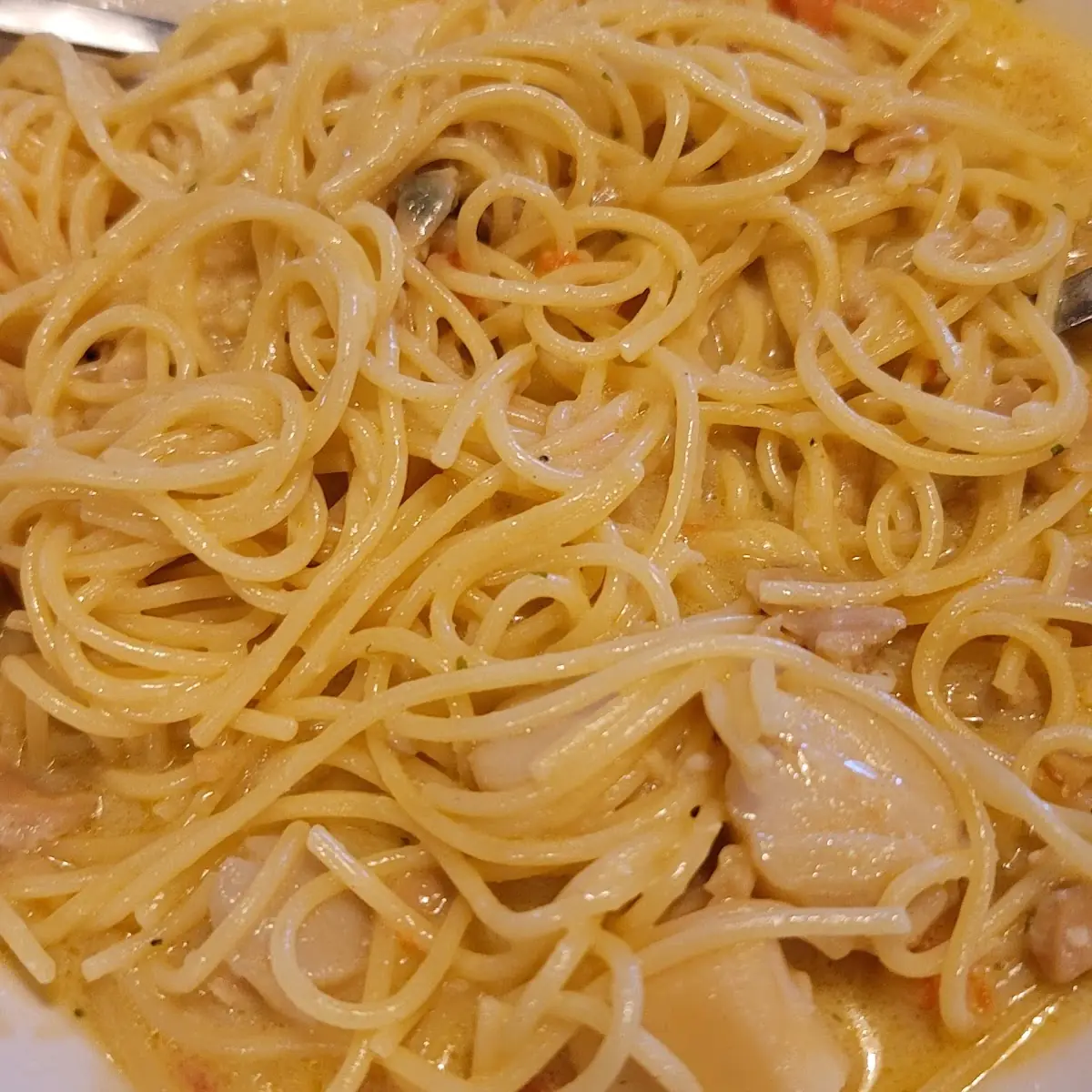 Shrimp Scallops and Spaghetti Carbonara
