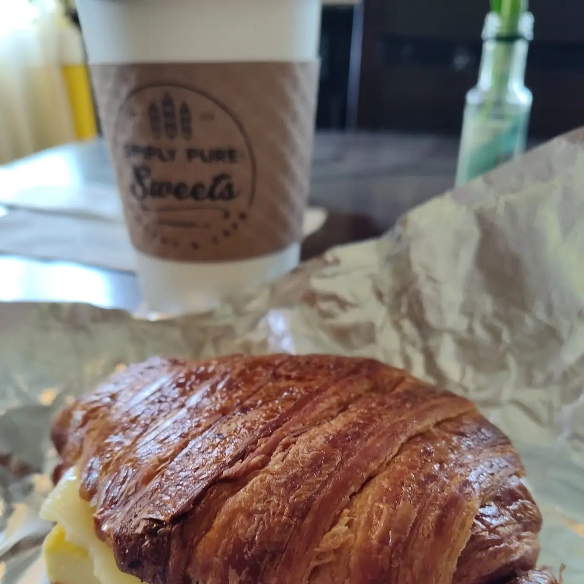 Sausage Egg and Cheddar Croissant Sandwich
