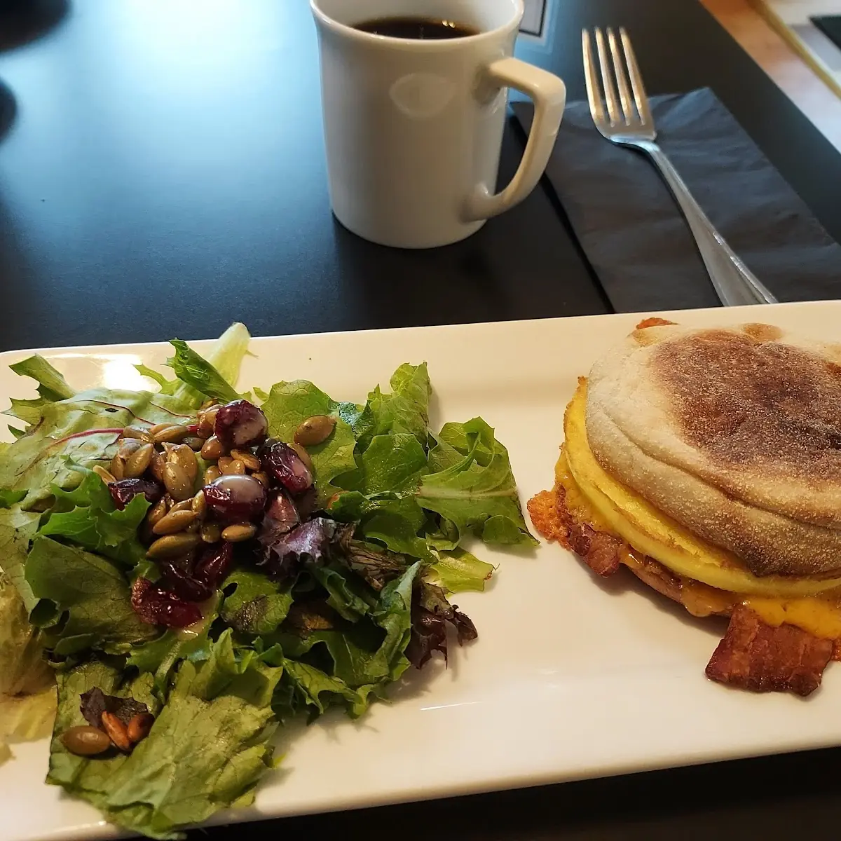 Breakfast Sandwich and Salad