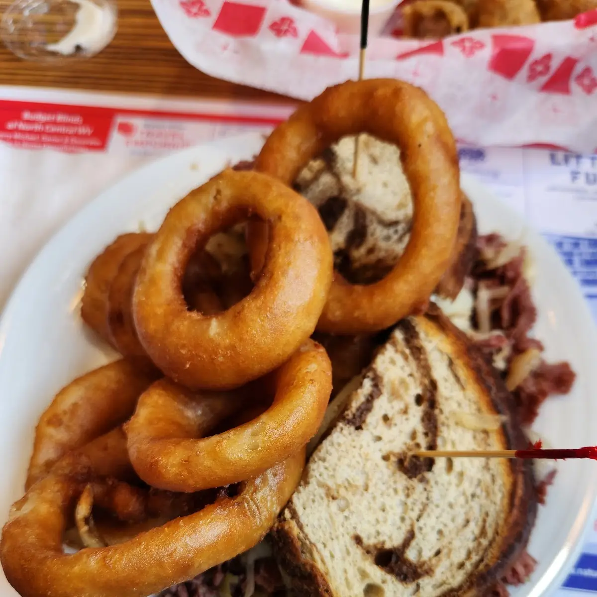 Ruben with Onion Rings
