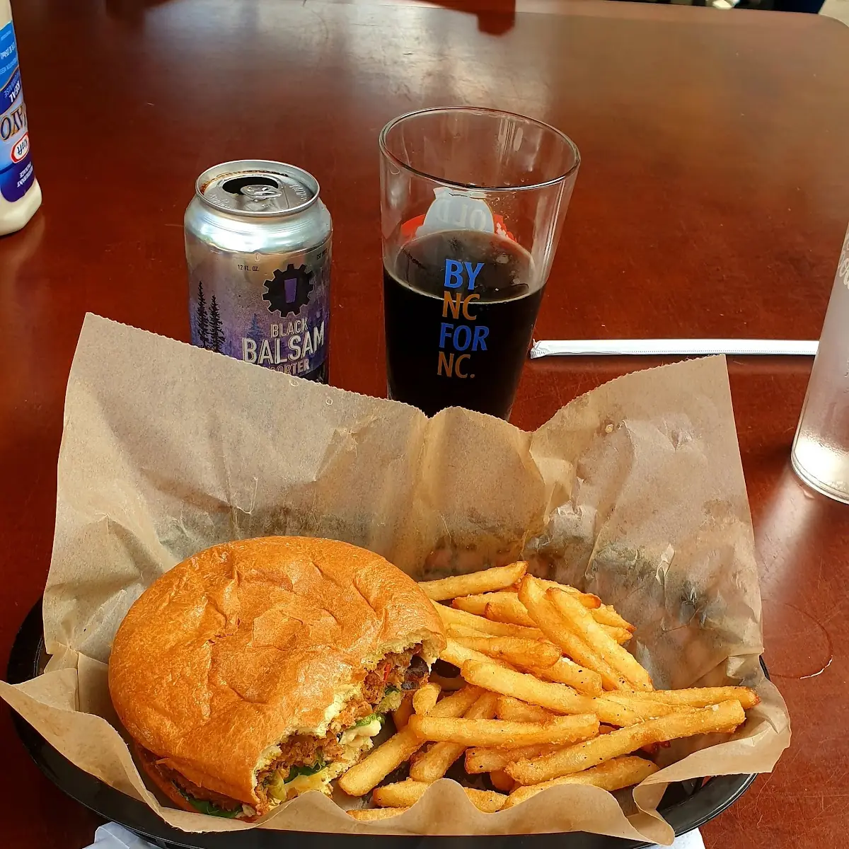 Black Been Burger and Fries