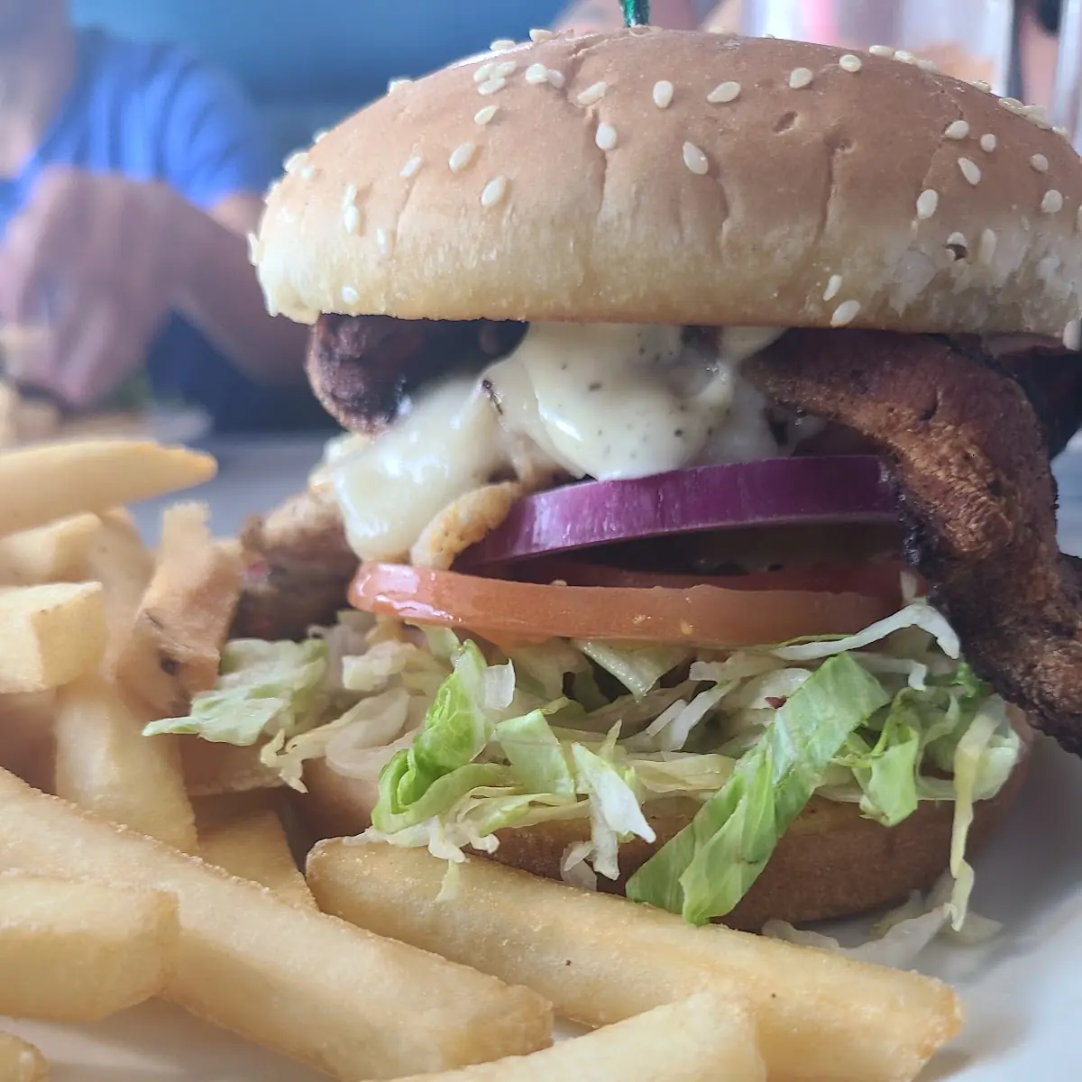 Blue Cheese Bacon Burger and Fries