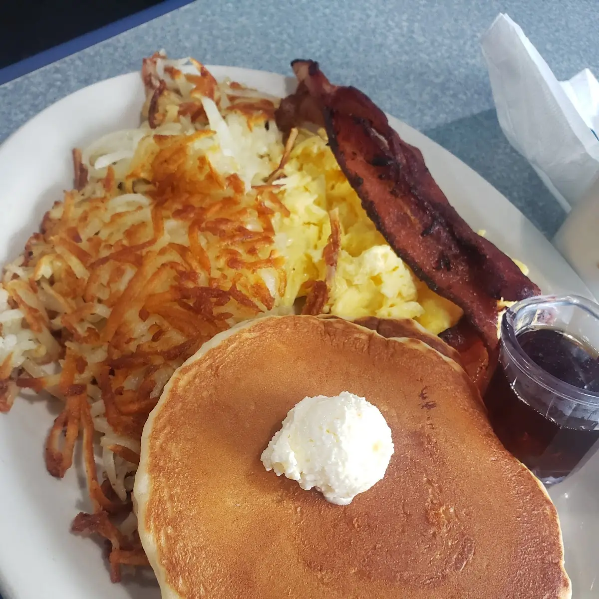 Chicken Fried Steak Hashbrowns and Eggs over Medium