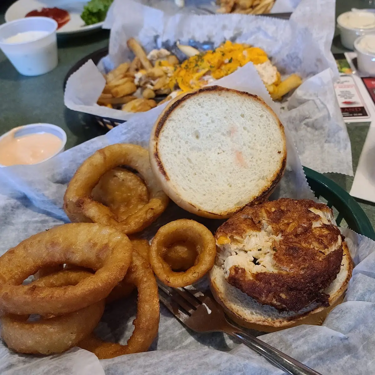 Crab Cake and Onion Rings