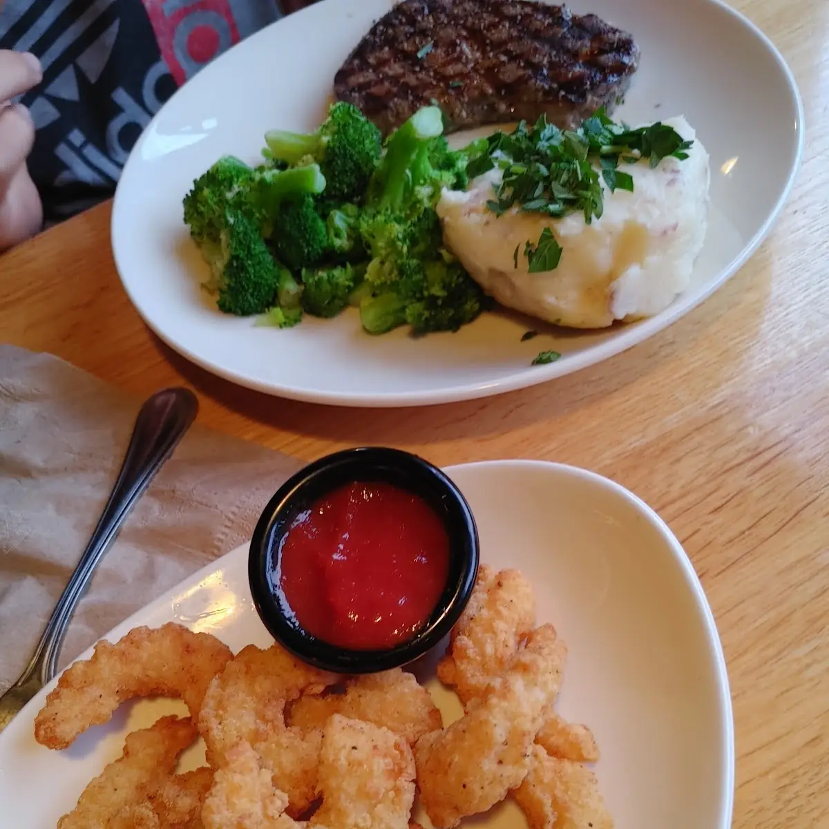 Steak and Fried Shrimp