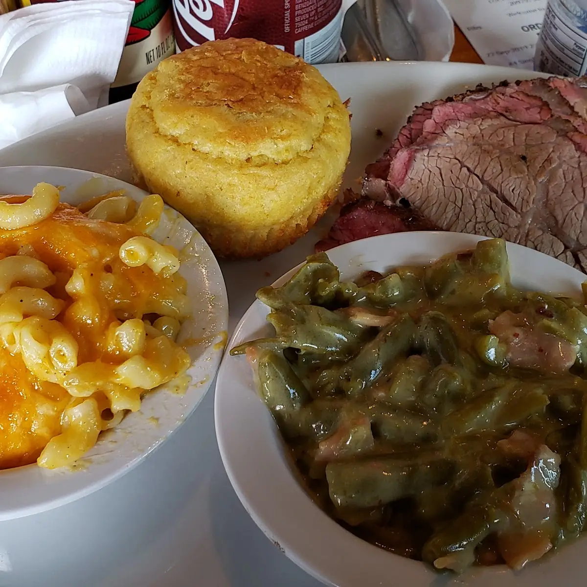 Green Beans and Mac N Cheese and Cornbread