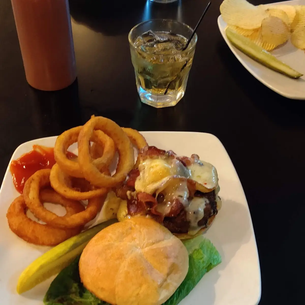 Bacon Cheese Burger with Onion Rings