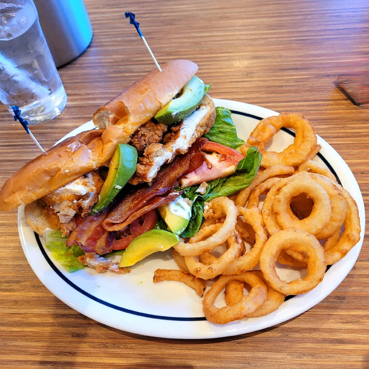Crispy Chicken Sandwich with Onion Rings
