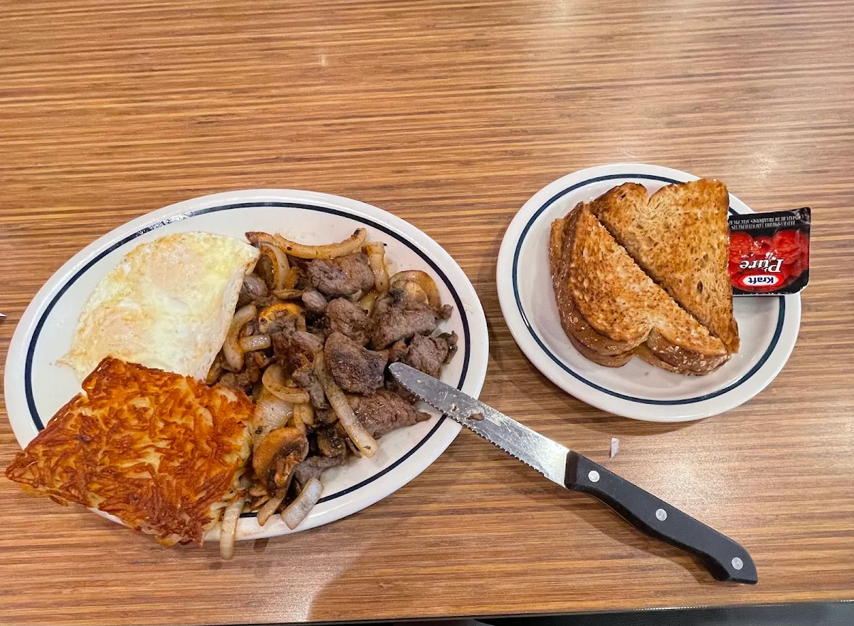 Steak Tips and Eggs