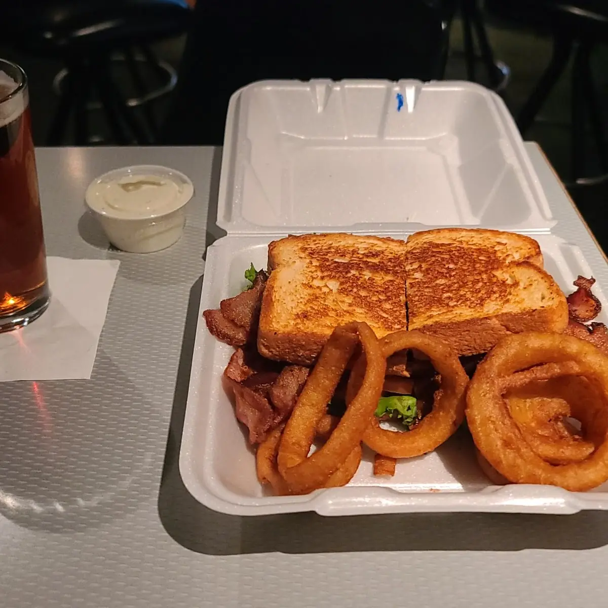 blt Sandwich and Onion Rings