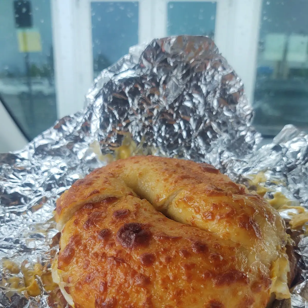 Bacon Egg and Cheese on a Asiago Bagel