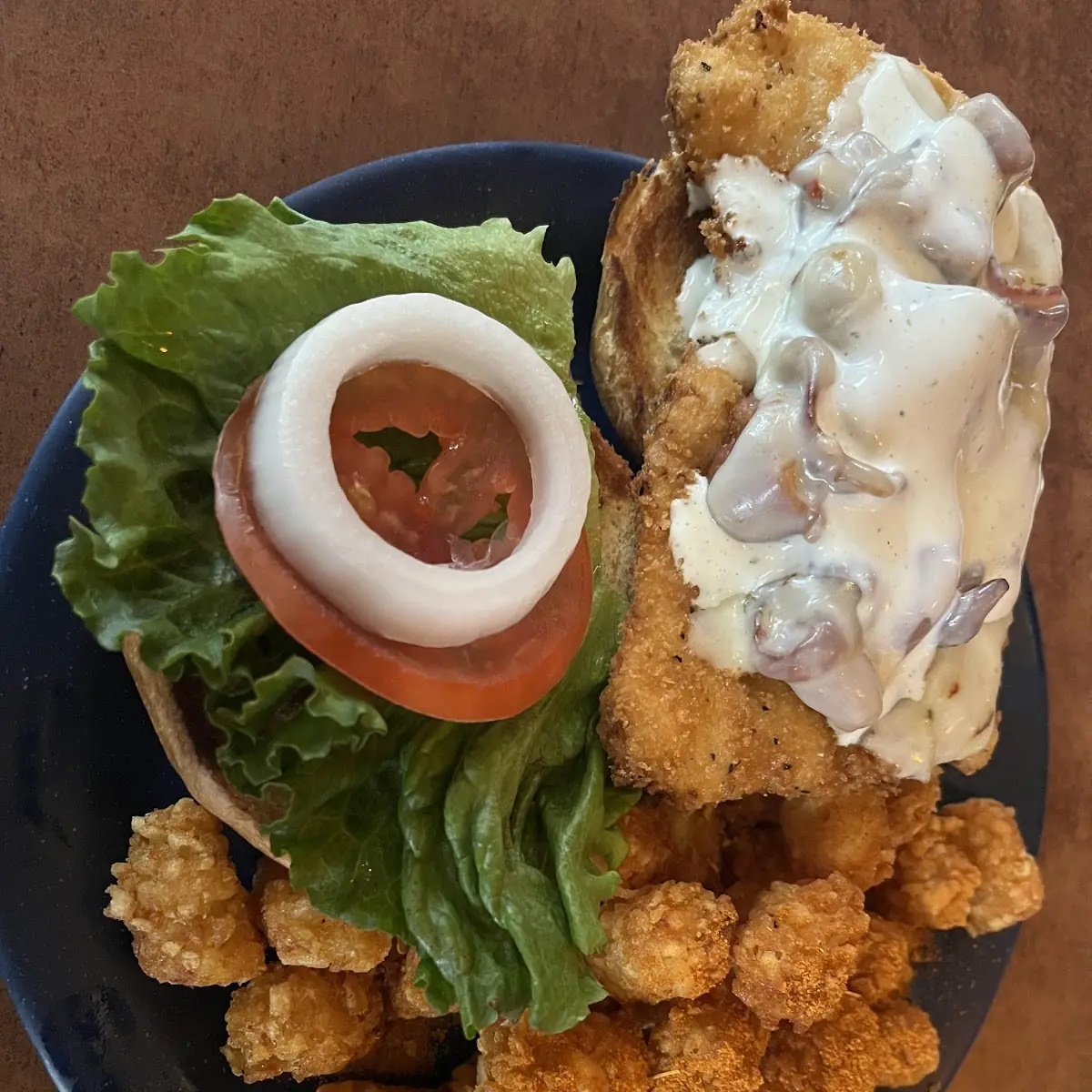 Chicken Sandwich with Tater Tots