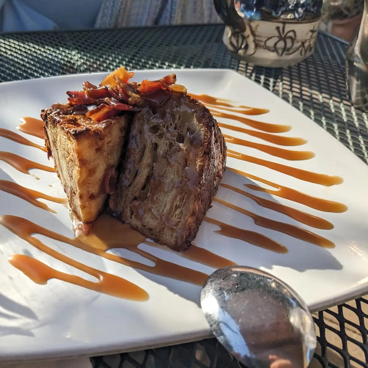 Candied Maple Bacon Bread Pudding