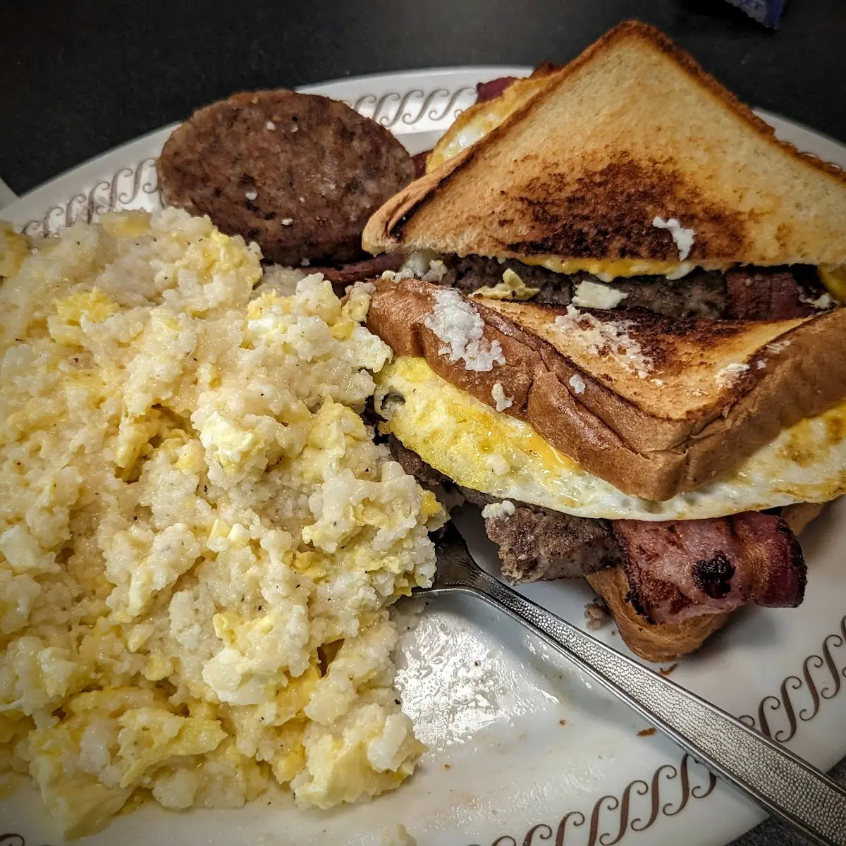 Texas Bacon Sausage Egg & Cheese Melt Plate