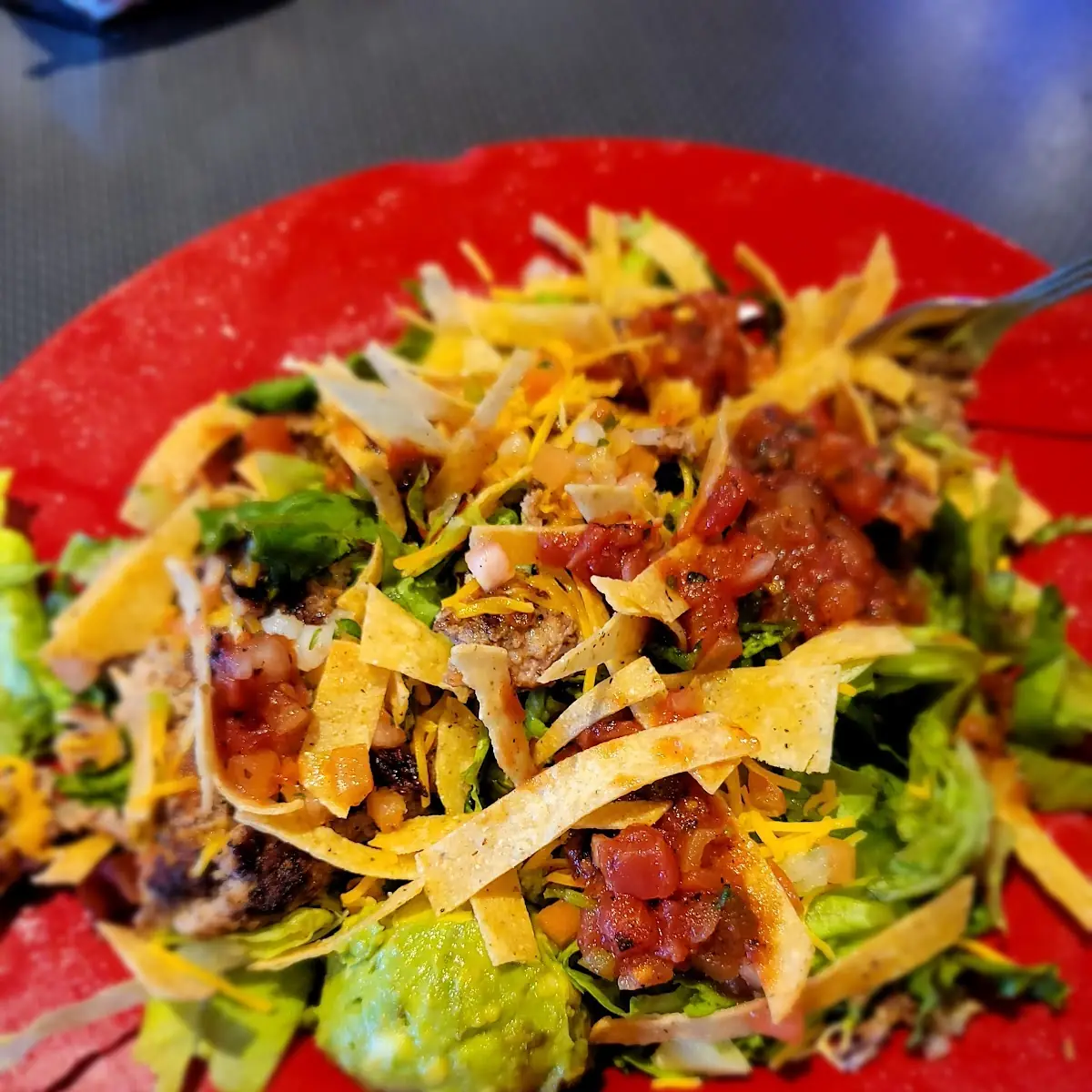 Taco Salad w Ground Turkey & Salsa for Dressing