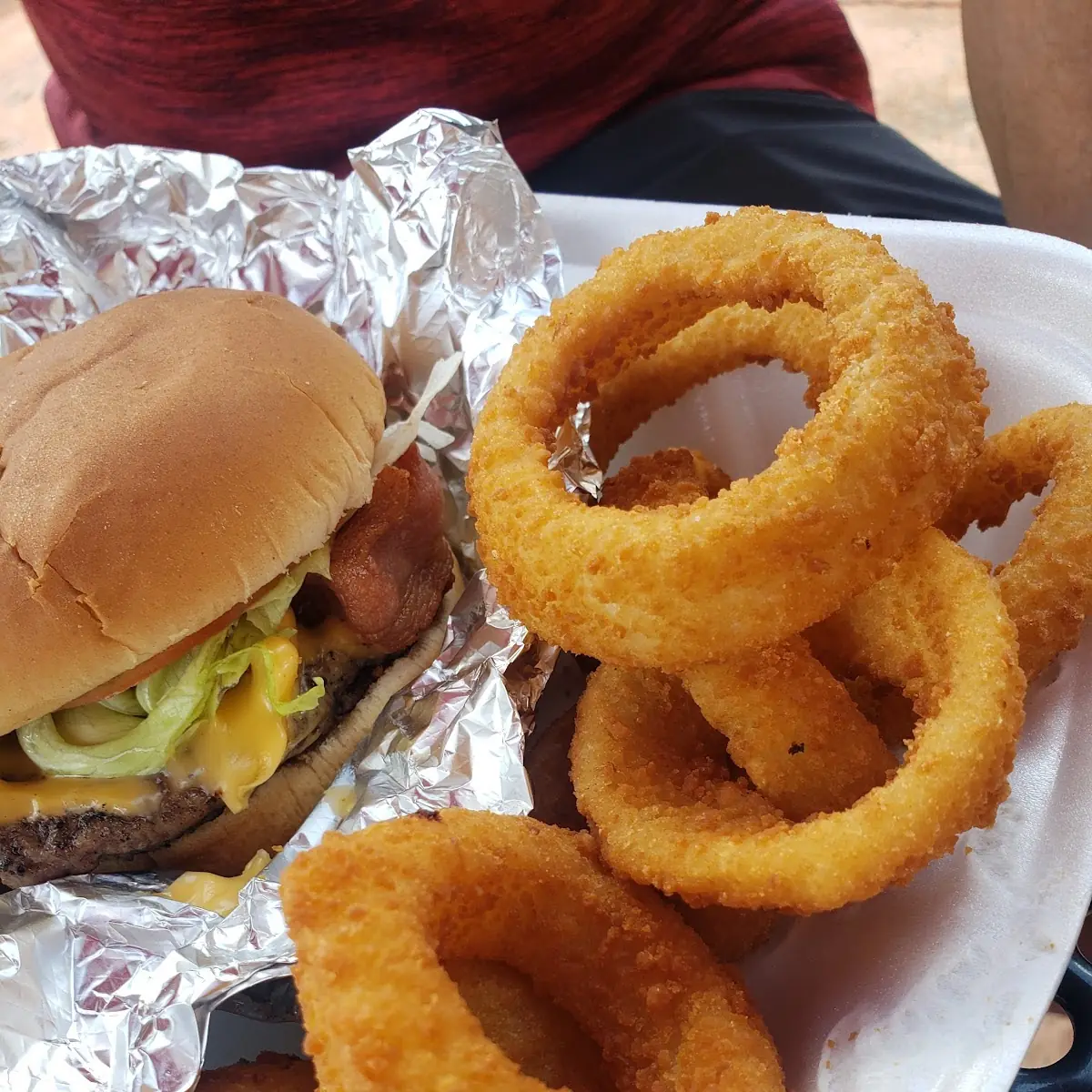 Double Cheeseburger Tray with Onion Rings