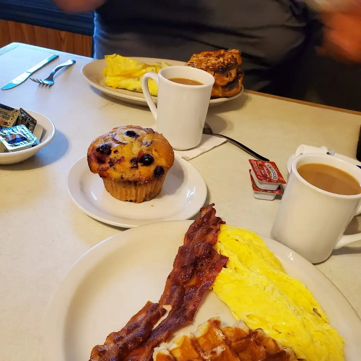 Waffle Scrambled Eggs and Bacon