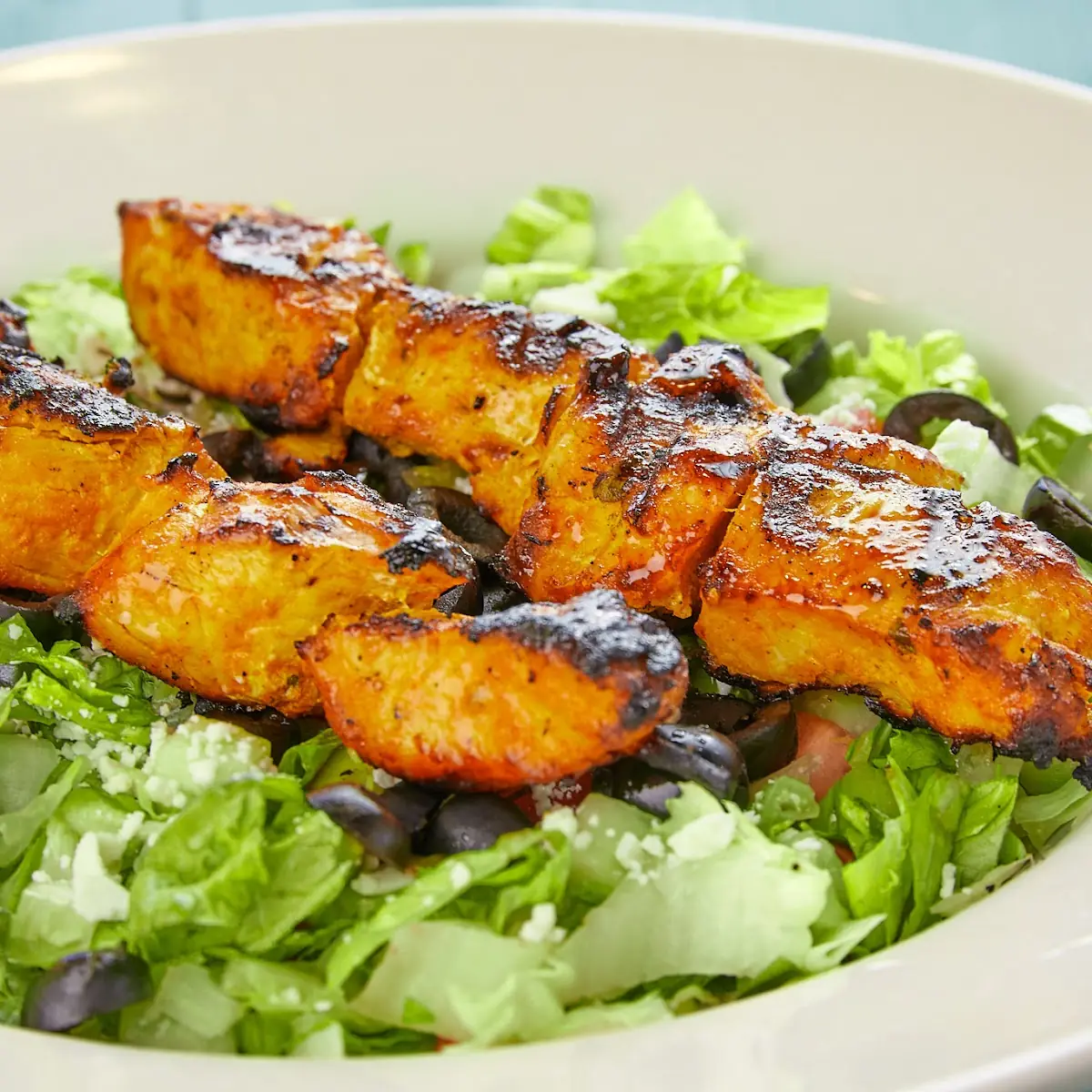 Greek Chicken Kabob Salad