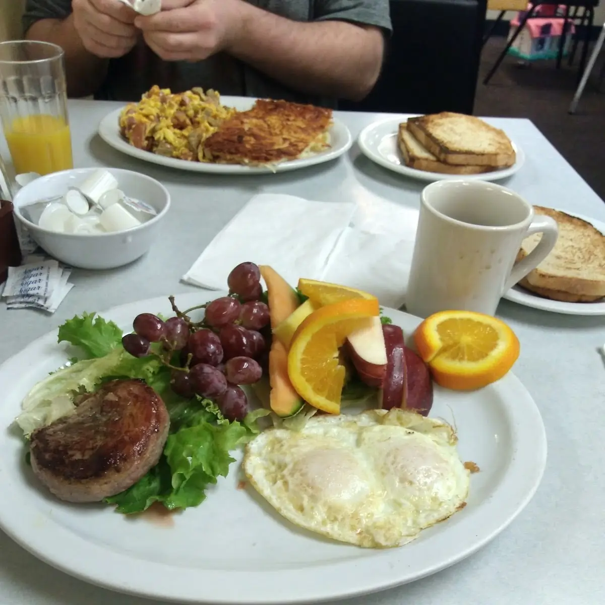 Steak and Eggs with Fresh Fruit