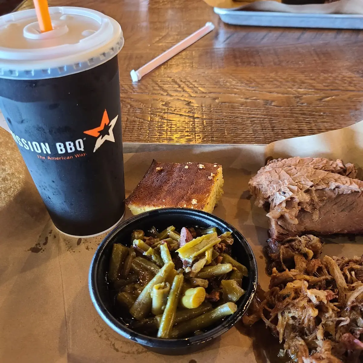 Pulled Pork Beef Brisket and Green Beans